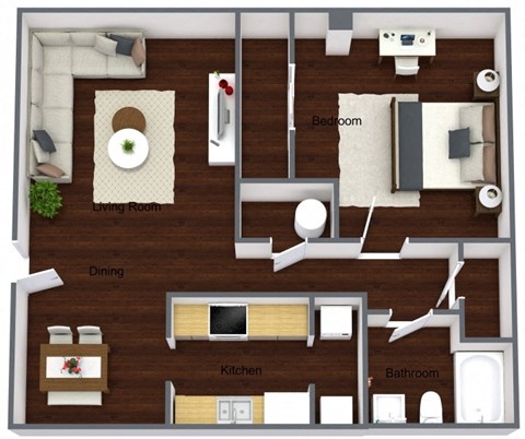 a floor plan of a 1 bedroom apartment